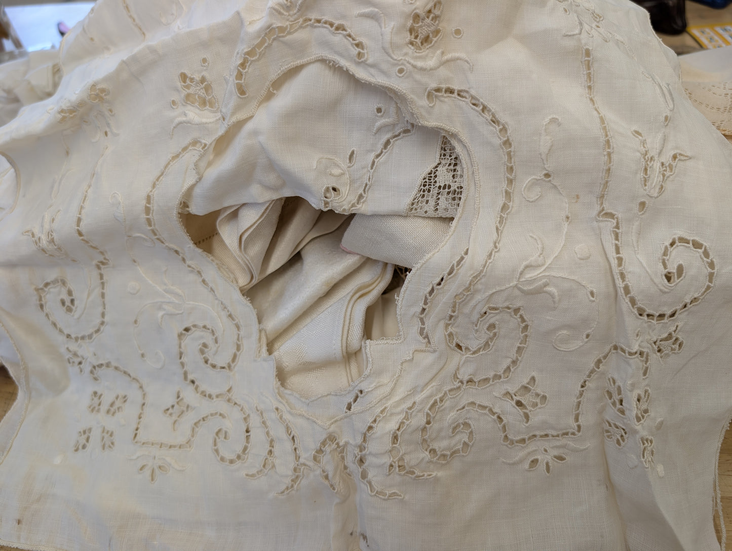 Mixed linen lots - imperfect, grungy, and great for crafting