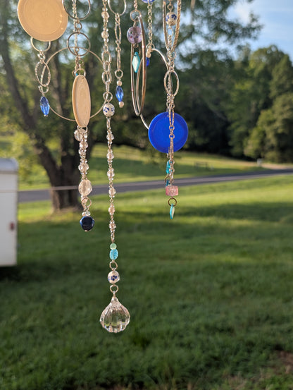 Repurposed CD Blue & White Wind Chime