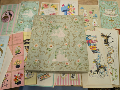 Set of 21 unused vintage greeting cards in original box