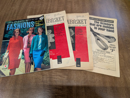 Lot of 4 vintage craft magazines, '50s '60s and '70s workbasket and Coates & Clarks