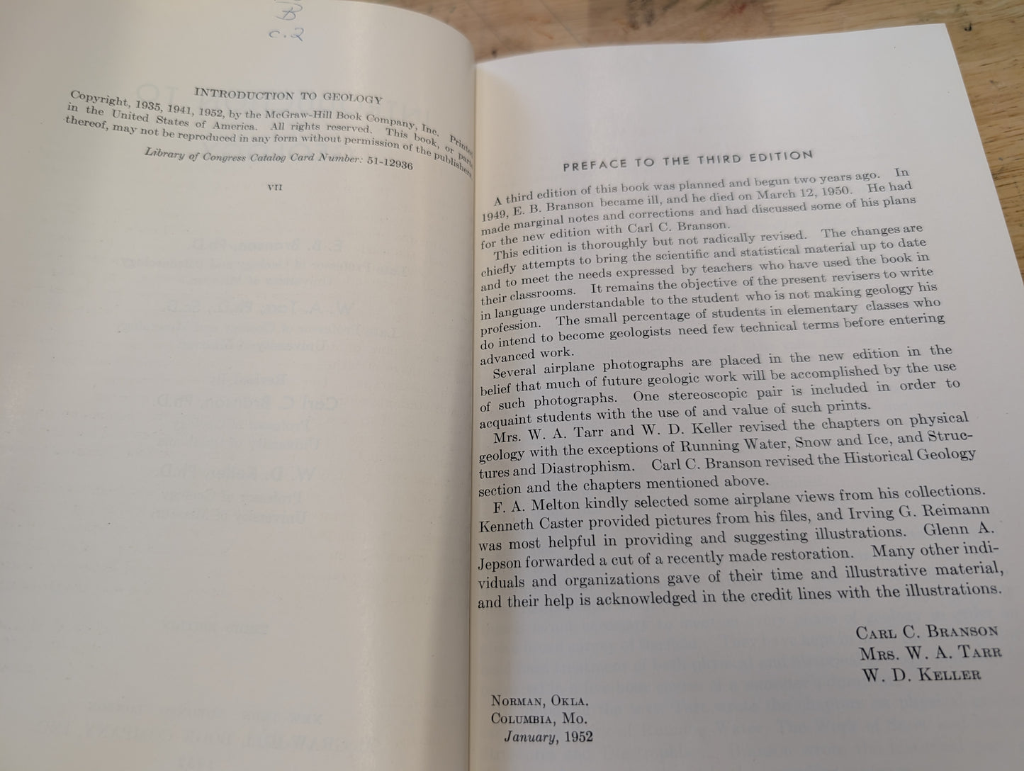 Introduction to geology EB Branson, 3rd Edition, 1952