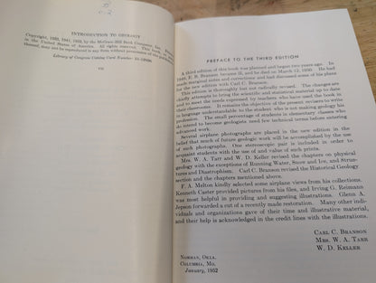 Introduction to geology EB Branson, 3rd Edition, 1952