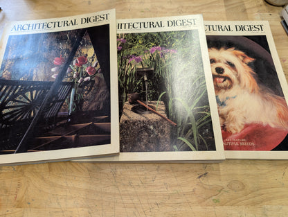 3 vintage architectural digest magazines, March, April, July 1986 lot 7