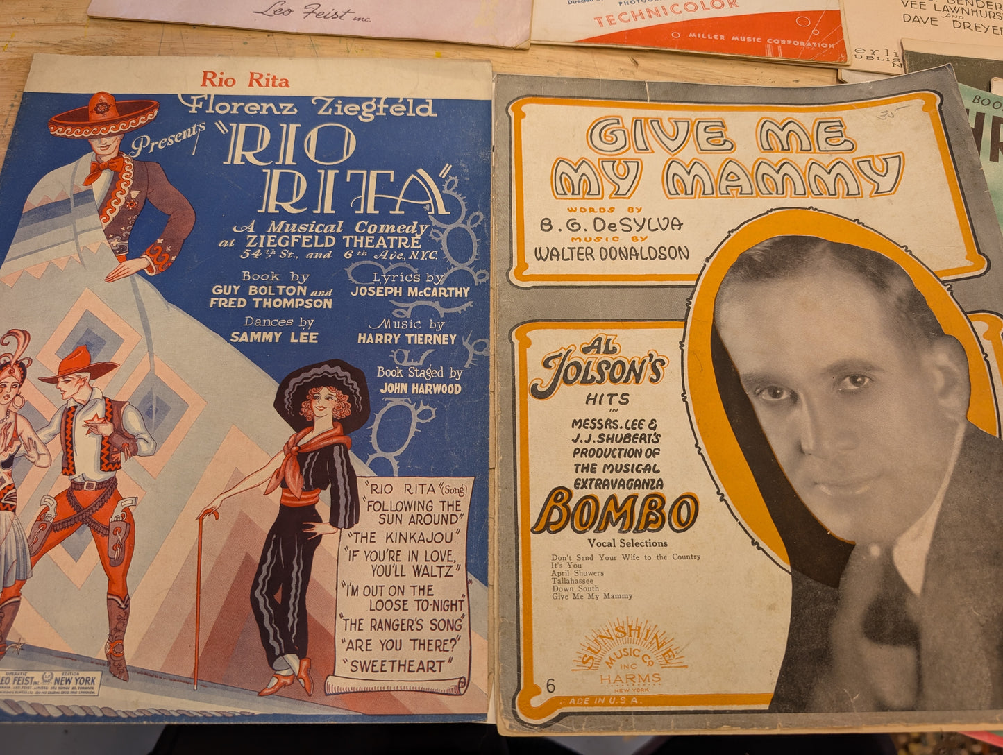 Lot of 10 antique vintage sheet music folios - different songs 1920s-1950s Lot 2