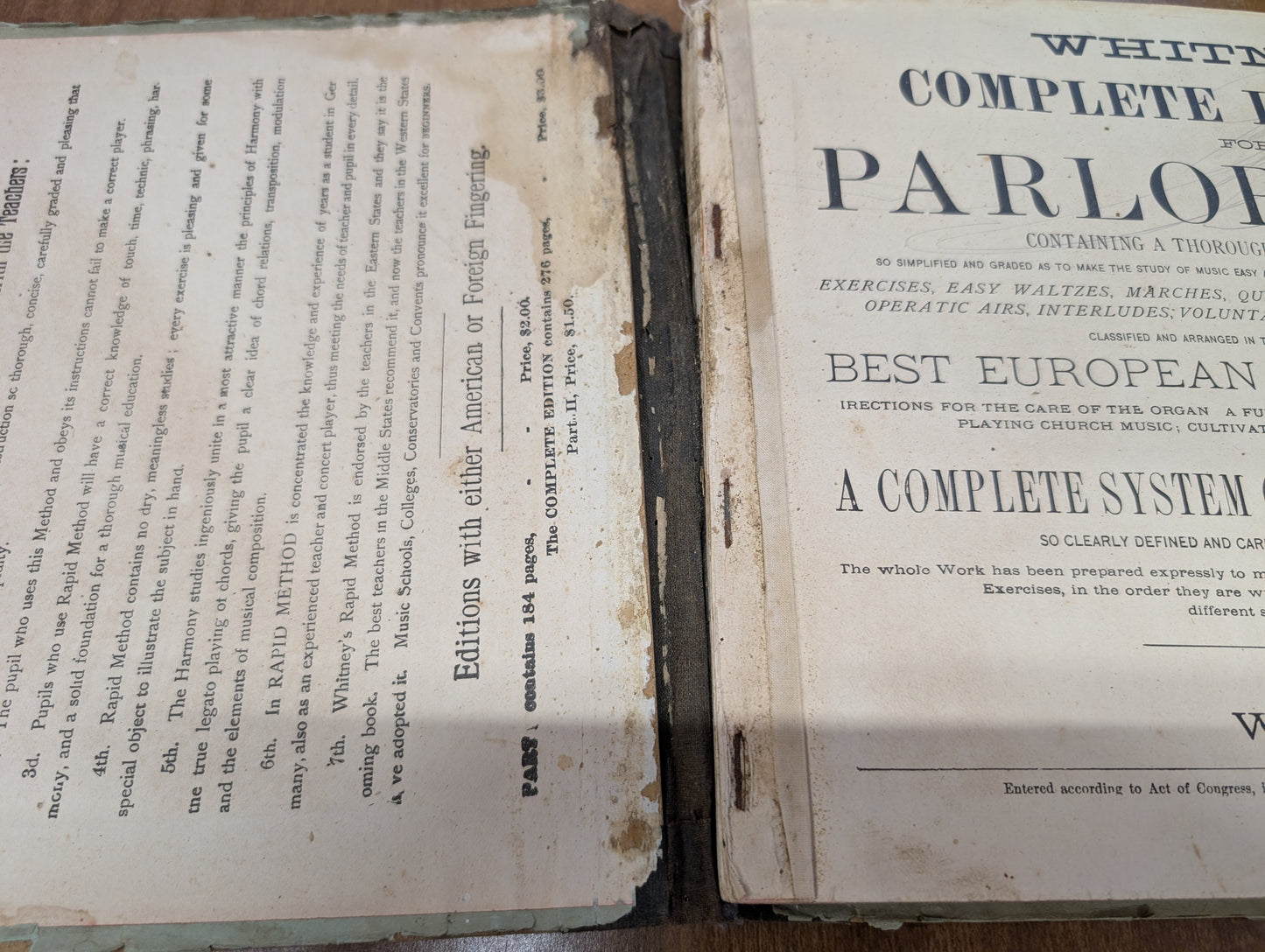 Whitney's complete instructor for The parlor organ WW Whitney 1878