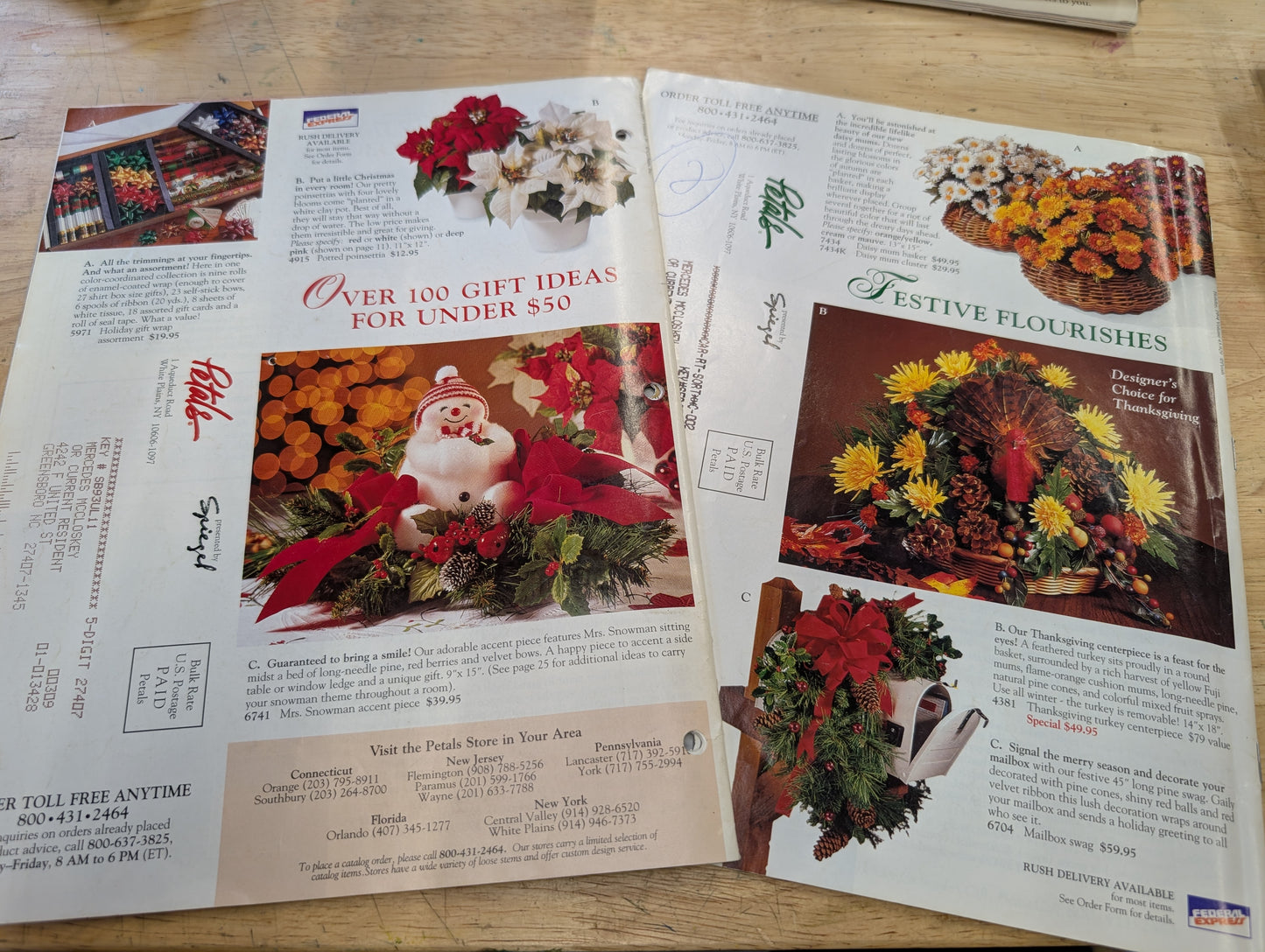 Two petals catalogs presented by Spiegel 1993-1994 special holiday editions