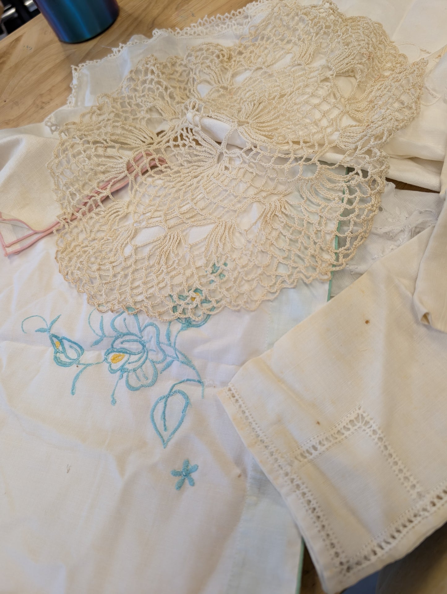 Mixed linen lots - imperfect, grungy, and great for crafting
