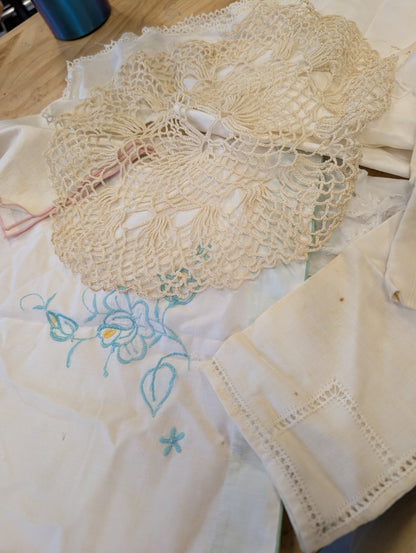 Mixed linen lots - imperfect, grungy, and great for crafting