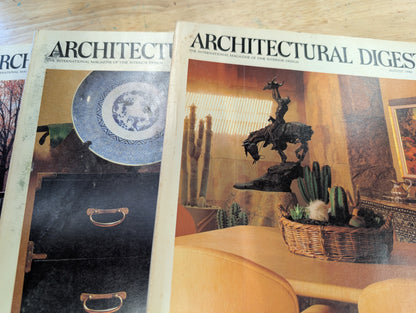 3 vintage architectural digest magazines, August, September, November 1986 lot 8