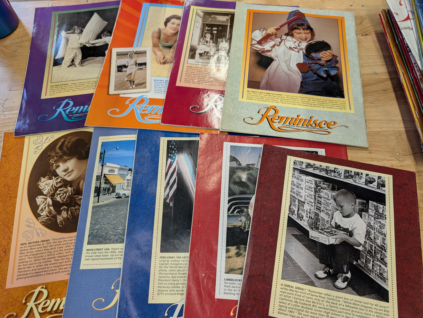 2008-2009 lot of nine reminisce magazines. Great for collage