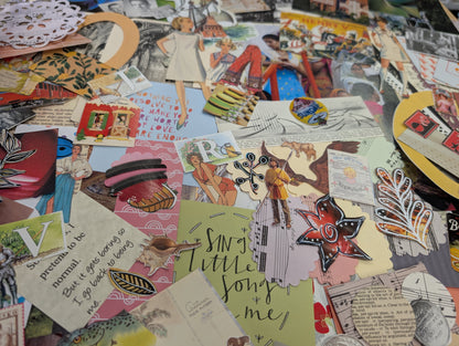 Collage Medley 160+ pieces Fussy Cuts, ephemera, book pages, and more