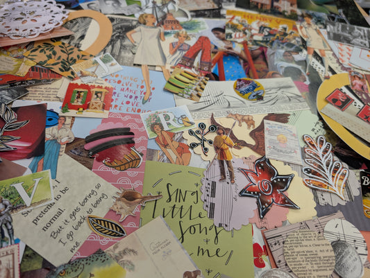 Collage Medley 160+ pieces Fussy Cuts, ephemera, book pages, and more