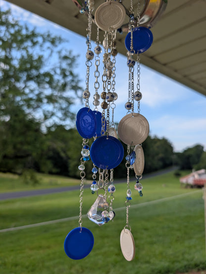 Blue & White Repurposed Apple Slicer Wind Chime
