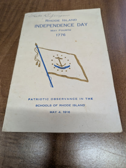 Rhode Island Independence Day 8th annual program for patriotic exercises in schools 1916