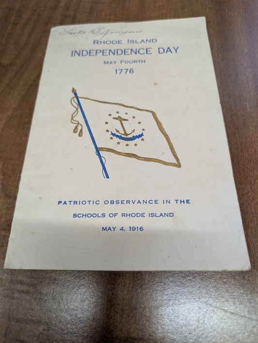 Rhode Island Independence Day 8th annual program for patriotic exercises in schools 1916
