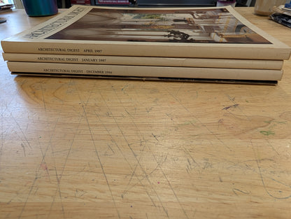 3 vintage architectural digest magazines with special spring 87 travel mag 1986/1987  lot 9