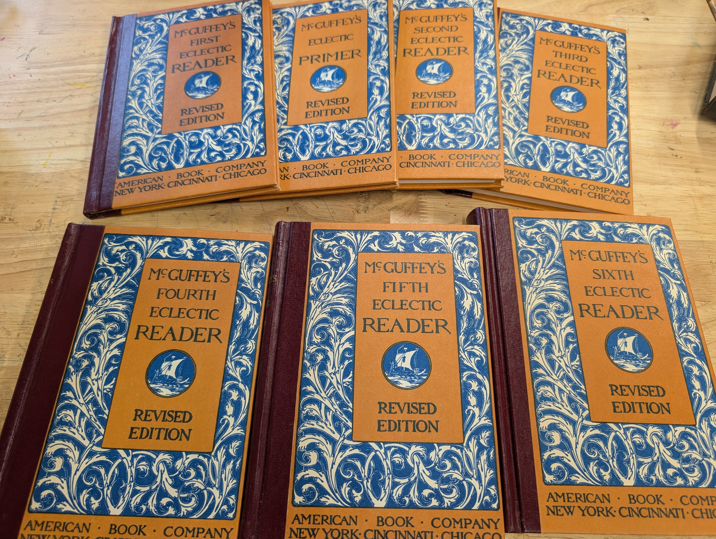 McGuffey's Eclectic Readers Primer through the Sixth, Revised editions 1920 antique readers antique textbooks box set