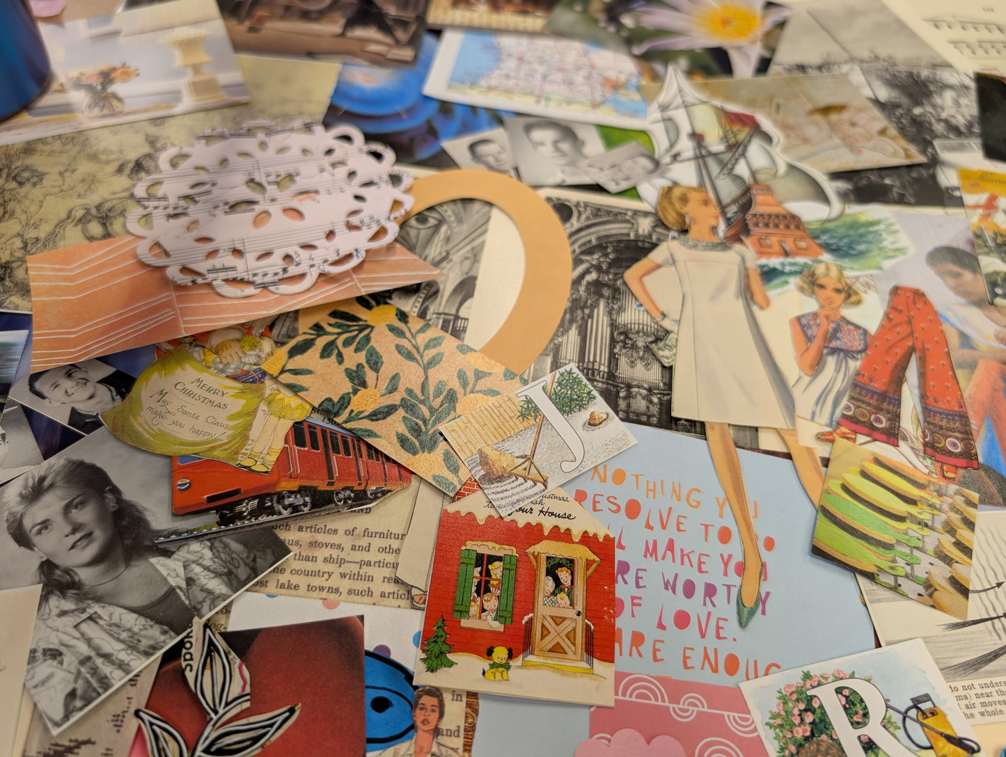 Collage Medley 160+ pieces Fussy Cuts, ephemera, book pages, and more