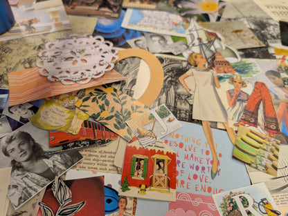 Collage Medley 160+ pieces Fussy Cuts, ephemera, book pages, and more