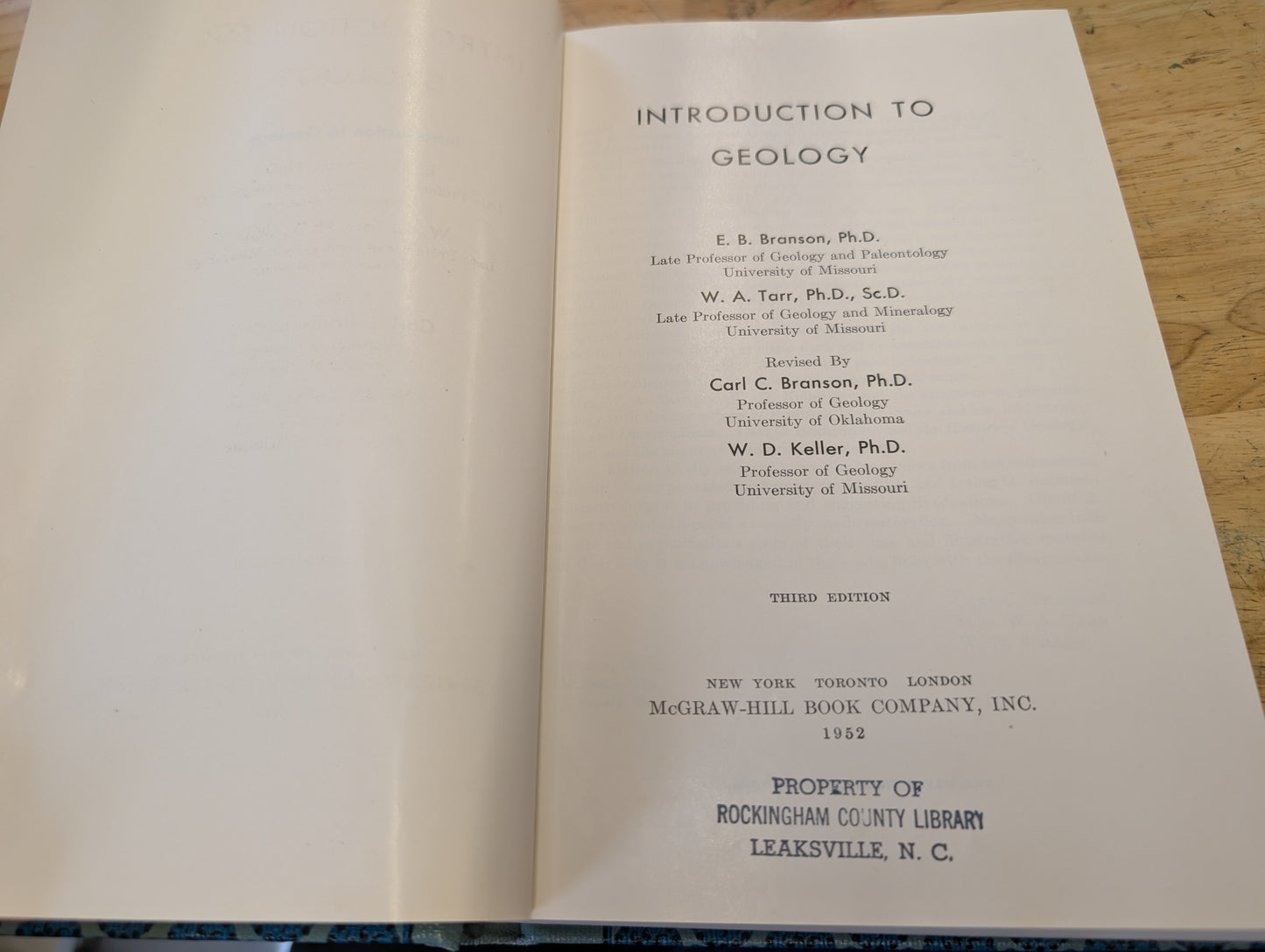 Introduction to geology EB Branson, 3rd Edition, 1952