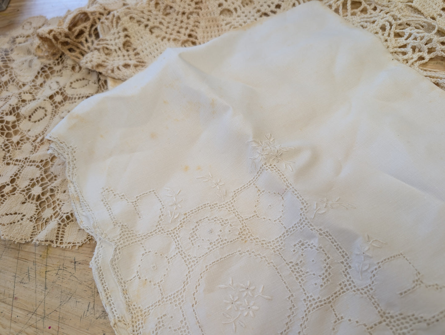 Mixed linen lots - imperfect, grungy, and great for crafting