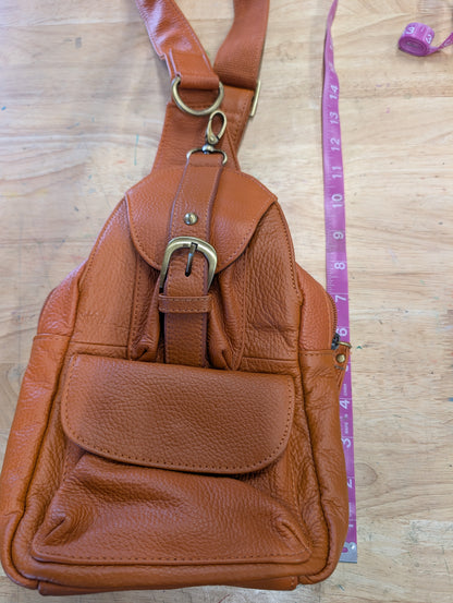 Amerileather petite sling bag burnt orange color