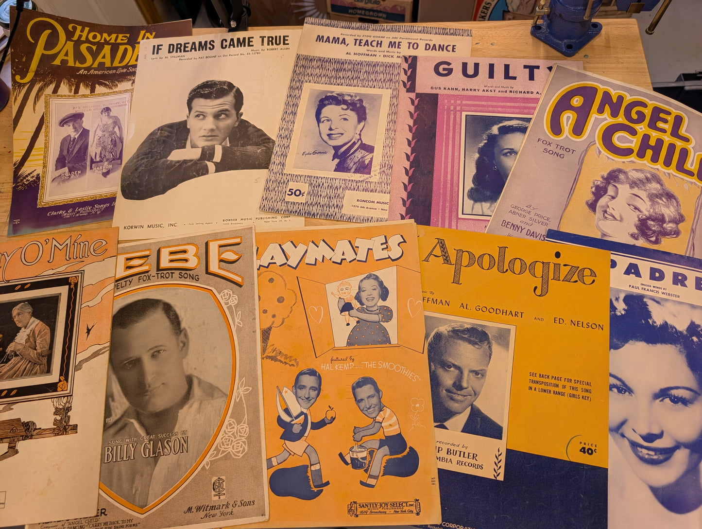 Lot of 10 antique vintage sheet music folios - 10 different song folios 1920s-1950s Lot 1