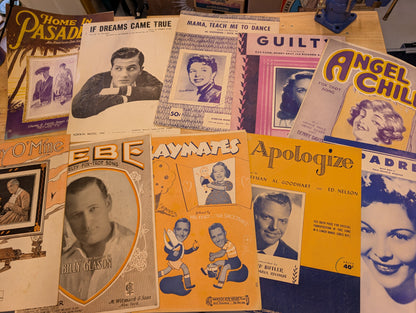 Lot of 10 antique vintage sheet music folios - 10 different song folios 1920s-1950s Lot 1