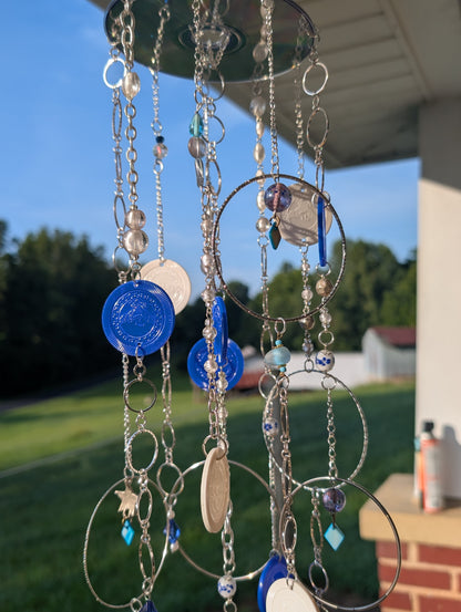 Repurposed CD Blue & White Wind Chime