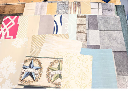 Wallpaper Packs 25pc Large and Small pieces for Junk journals, Collage, Mixed Media, Papercrafts